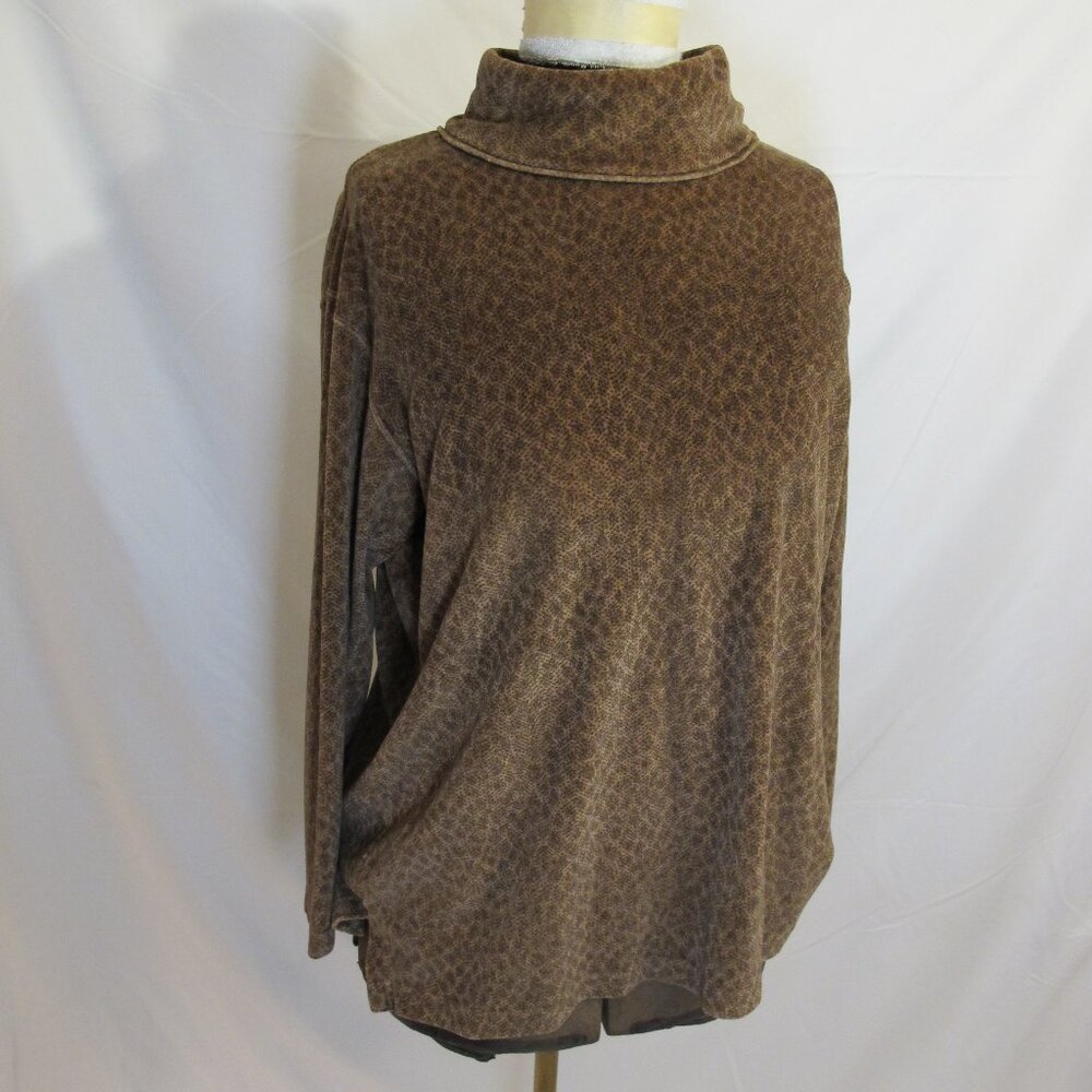 Jones New York Sport Petite leopard print velour turtleneck  PL